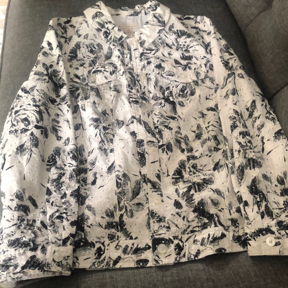 Floral Black and White Women's Jacket